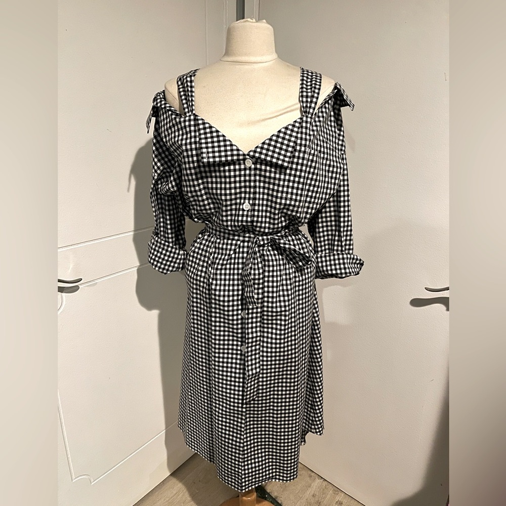 Prada off the shoulder shirt dress